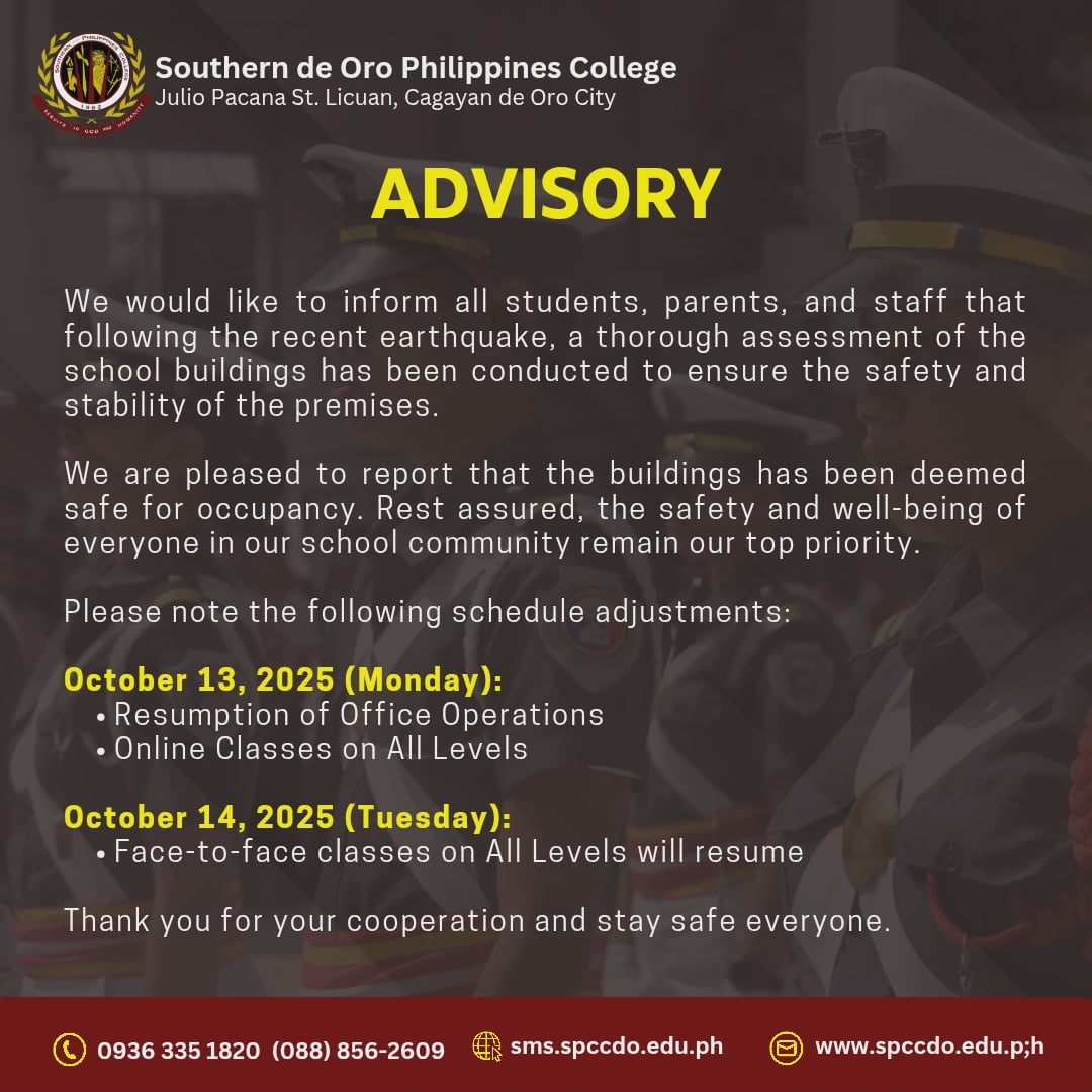Safety Update and Schedule Adjustment After Earthquake.