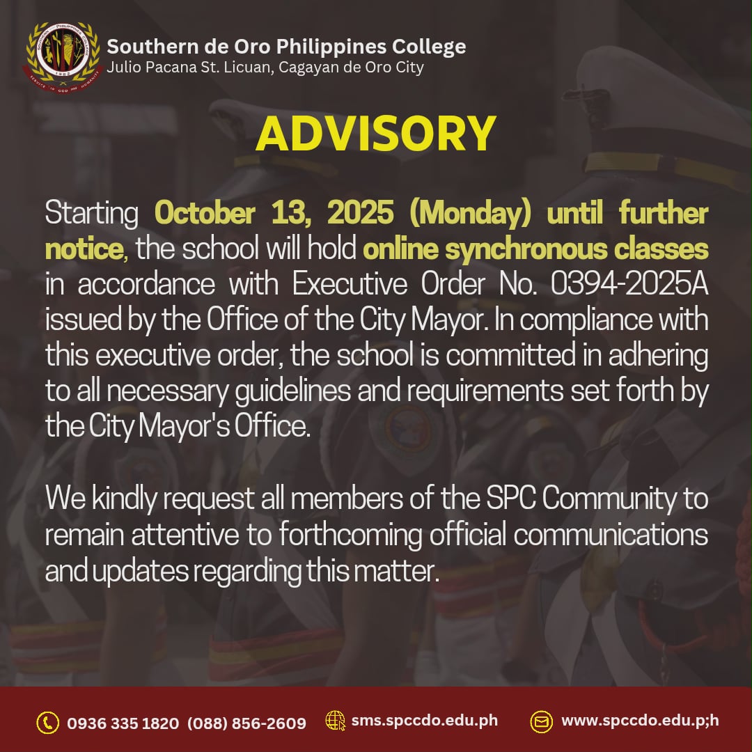 SPC Advisory on Online Classes in Compliance with City Executive Order